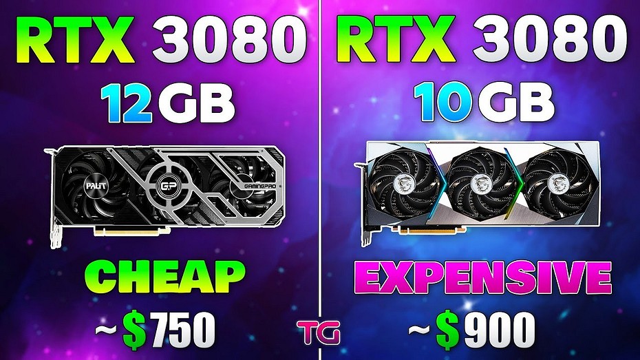 Самую дешевую GeForce RTX 3080 12 ГБ сравнили с самой дорогой GeForce RTX 3080 10 ГБ в 10 ААА-играх